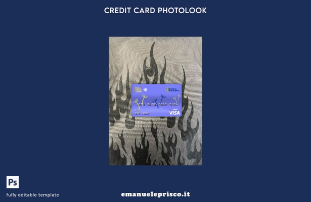 modello frontale photolook con carta Visa Banco Nacional della Costa Rica in sti